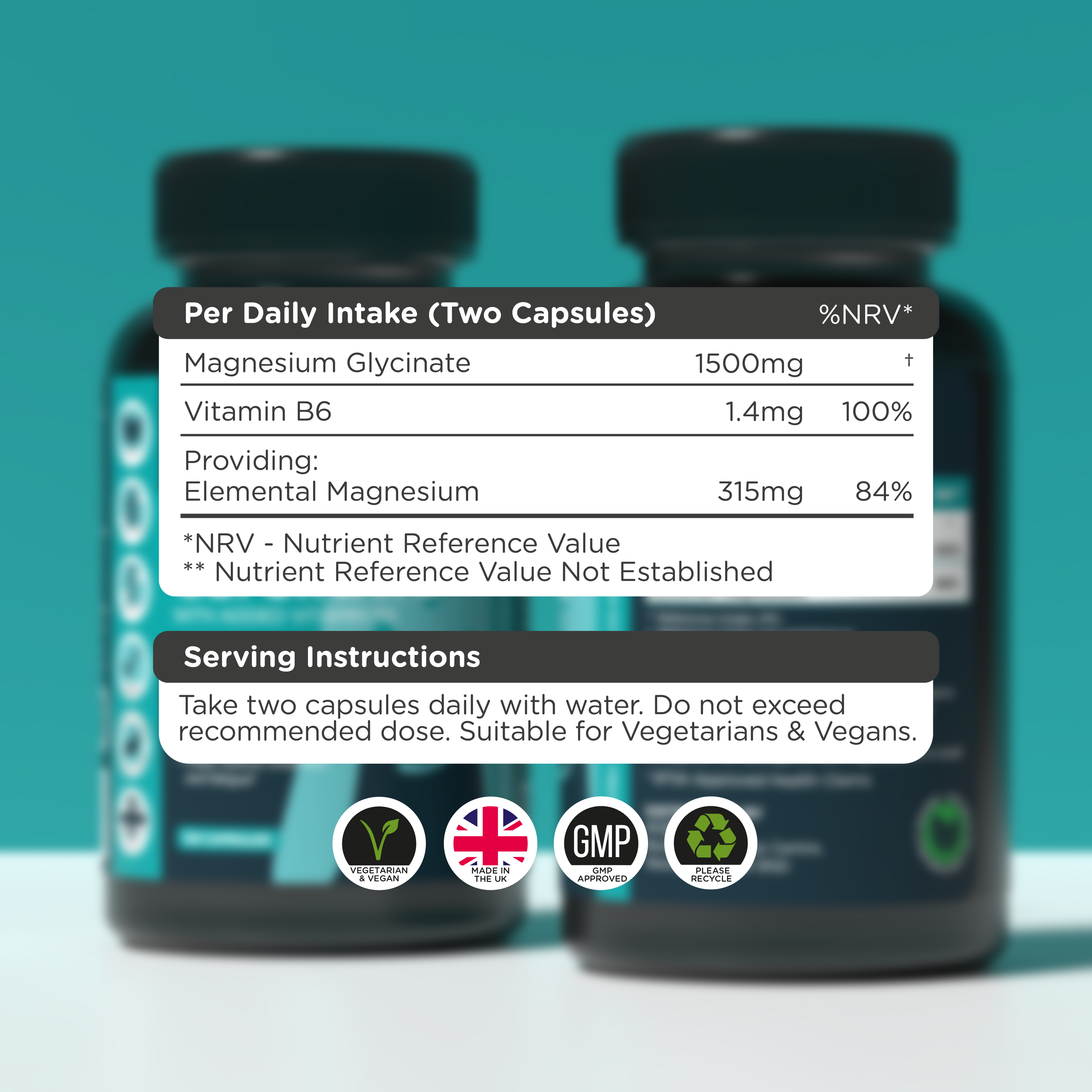Clean Magnesium Glycinate 1500mg & Vitamin B6